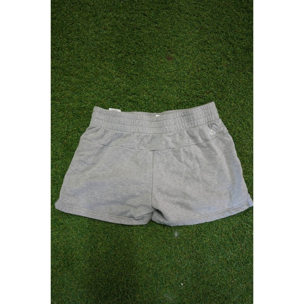 Adidas Athletic Sweat Short Women Medium Gray Logo Elastic Waist Pull-On Running - Picture 2 of 7